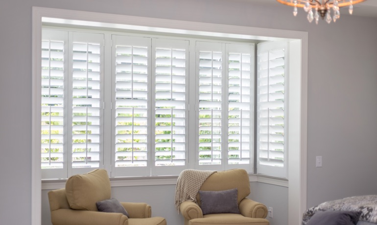 White shutters in Bluff City bay window